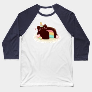 Rainbow Cat Celebration Chocolate Cake Baseball T-Shirt